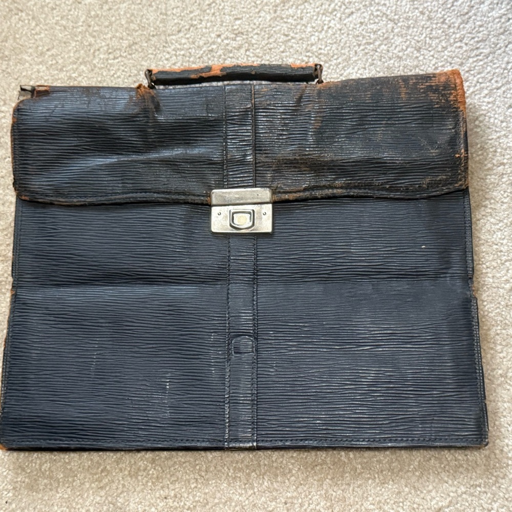 Antique Vintage Black Leather Portfolio